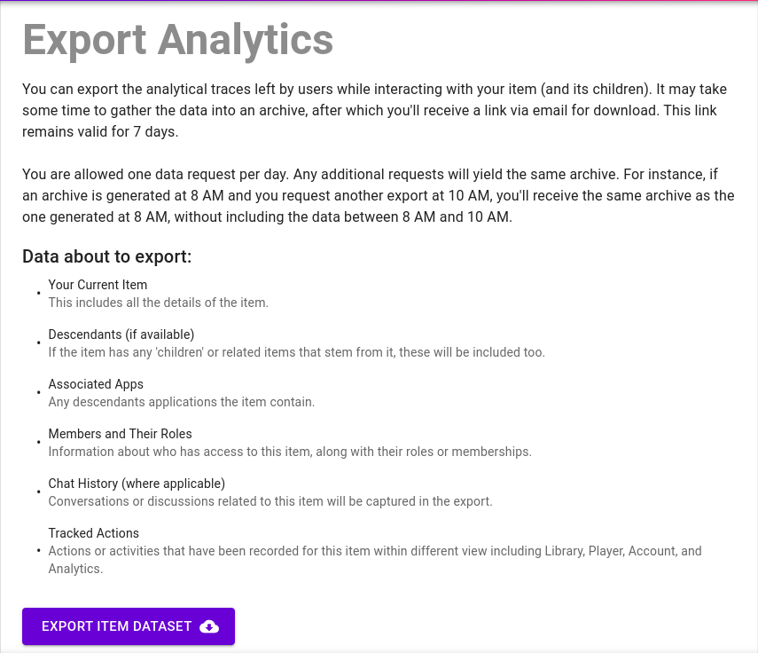 analytics export page