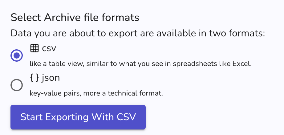 download export action csv